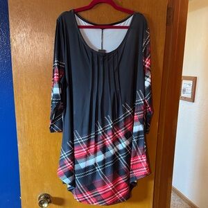 Lily Black and Red Plaid Tunic Top
